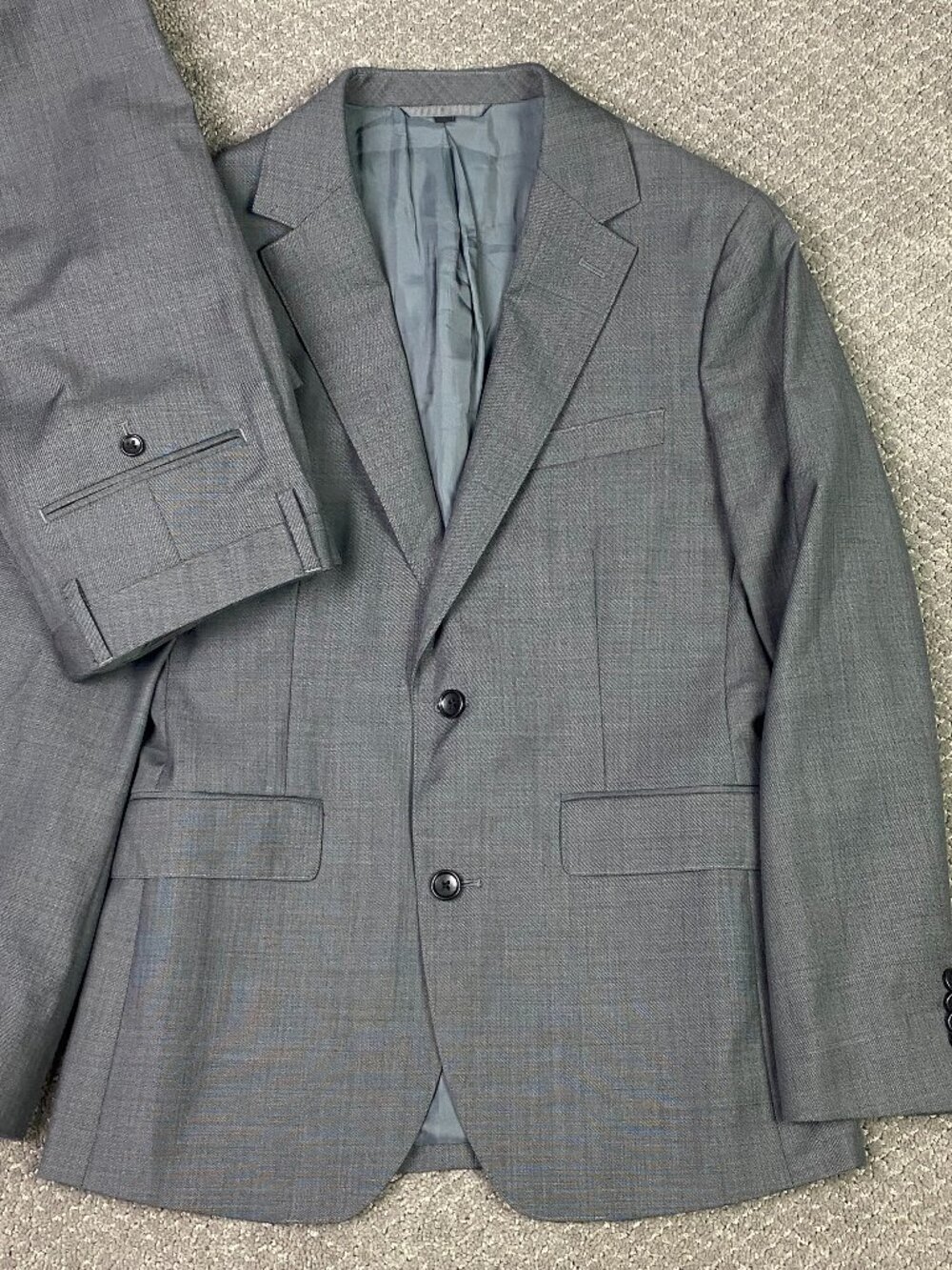 Bonobos Suit Mens Slim Fit 38R Fits 38S Pants 30x32 Fit 32x31 Gray Worsted Wool